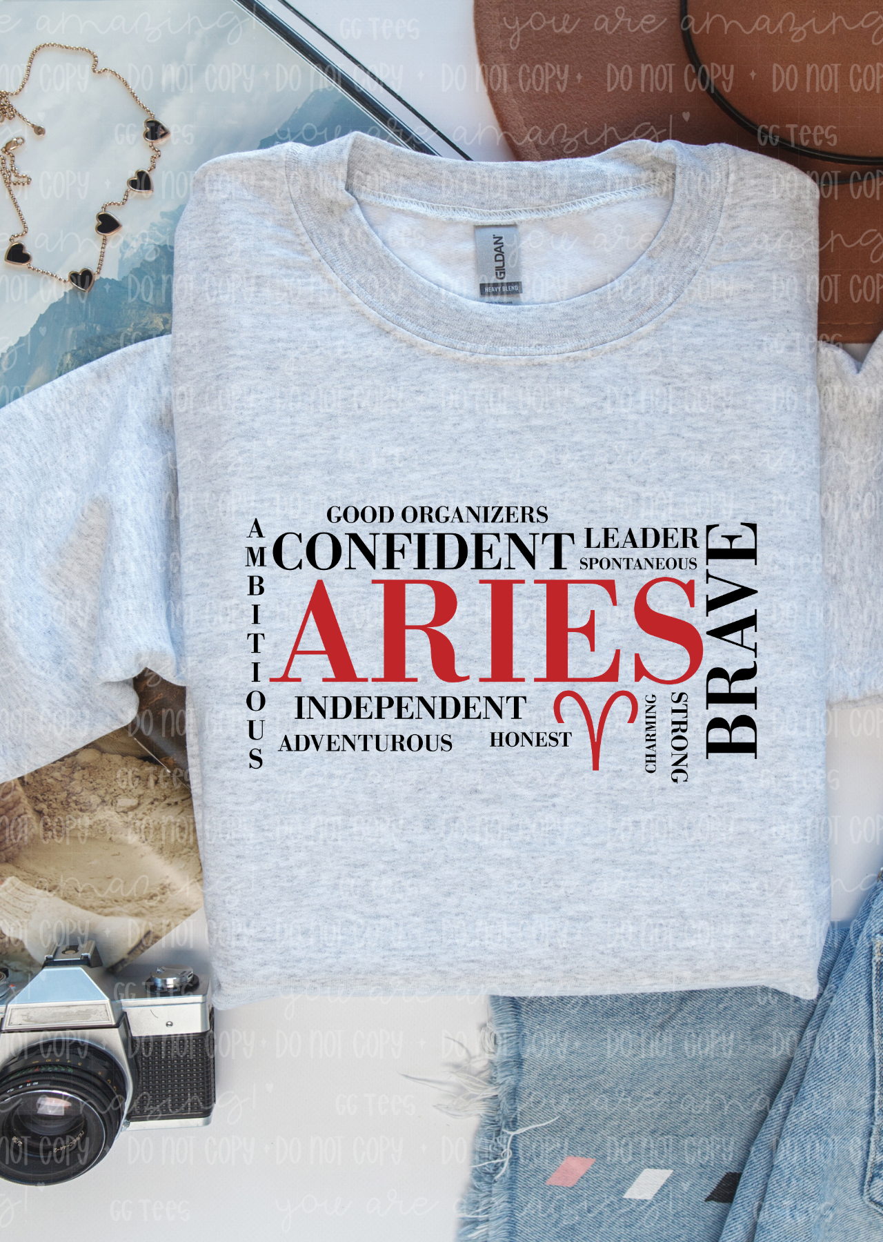 Aries Zodiac Tee Leader, Brave, Honest